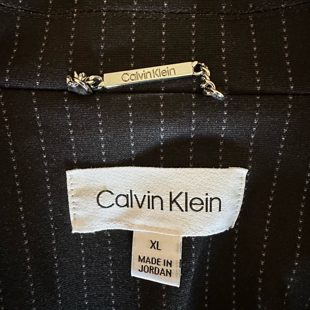 Calvin Klein Women’s Pinstripe Blazer One Button Tailored Office Jacket Sz XL - Picture 8 of 11